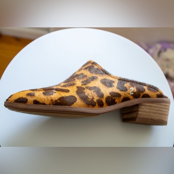 Zodiac Real Fur Dyed Cow Hair Leather Animal Print Slip-On Mule Women’s Shoe 6 - Picture 3 of 11